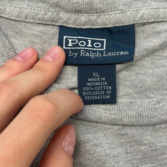 Vintage 90s Polo Ralph Lauren Heather Gray Mens XL Pony Logo Blank T-Shirt - Picture 5 of 7